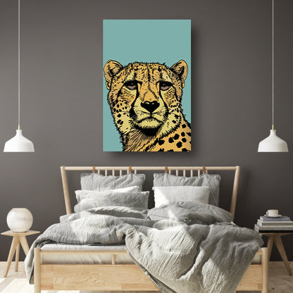 Kleurrijke lijntekening van een cheeta canvas