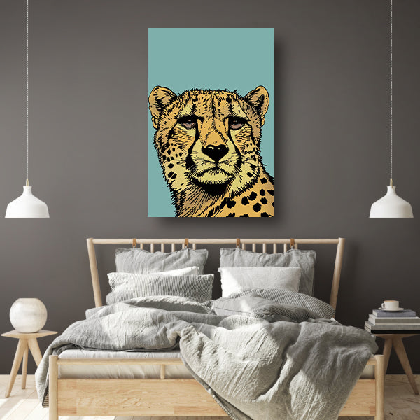 Kleurrijke lijntekening van een cheeta poster