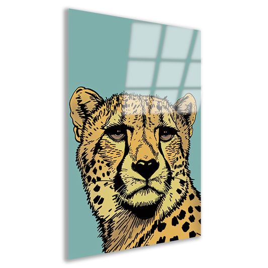 Kleurrijke lijntekening van een cheeta acrylglas