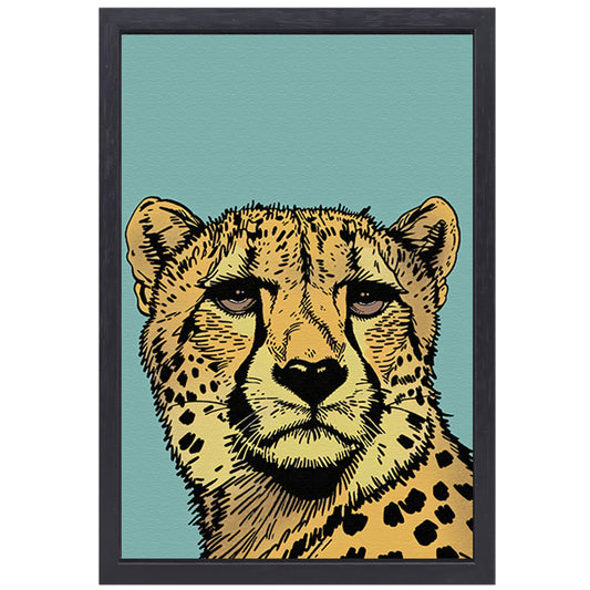 Kleurrijke lijntekening van een cheeta canvas met baklijst