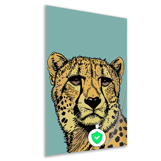 Kleurrijke lijntekening van een cheeta poster