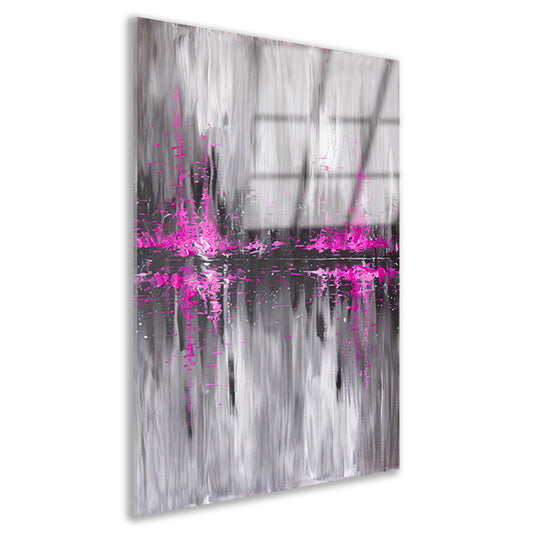 Abstracte skyline in grijs en roze acrylglas