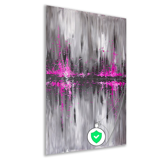 Abstracte skyline in grijs en roze poster