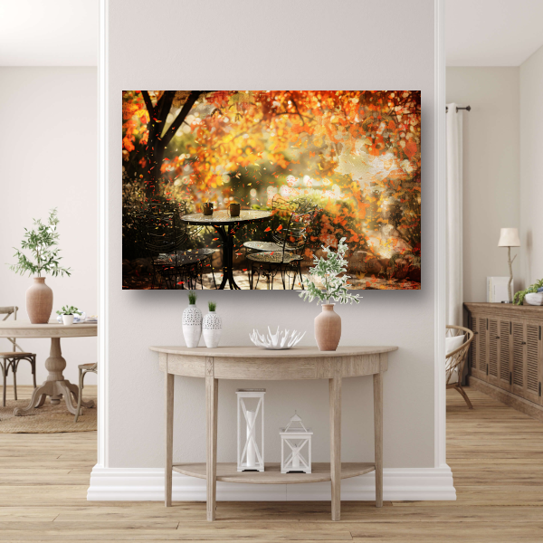 Minimalistische Tafel met Stoel canvas