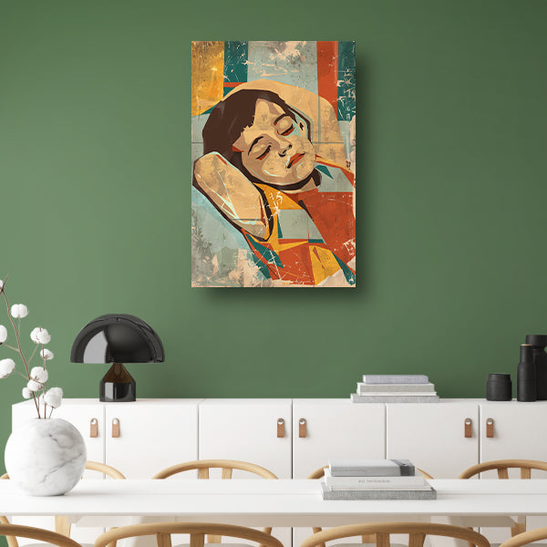 Kleurrijk slapend kind in abstracte stijl   acrylglas