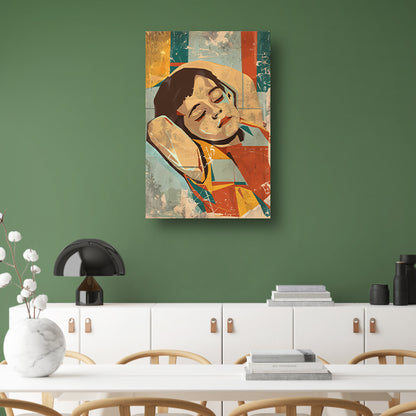 Kleurrijk slapend kind in abstracte stijl   acrylglas