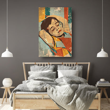 Kleurrijk slapend kind in abstracte stijl   poster