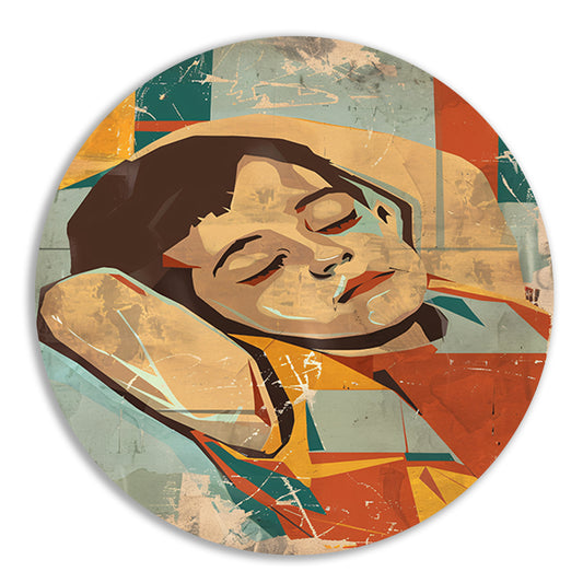 Kleurrijk slapend kind in abstracte stijl   forex muurcirkel