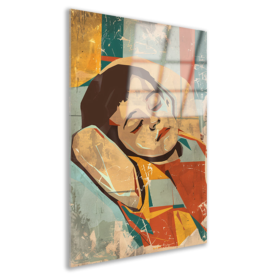 Kleurrijk slapend kind in abstracte stijl   acrylglas