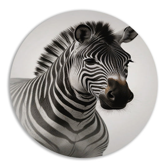 Minimalistisch Portret van een Elegante Zebra aluminium muurcirkel