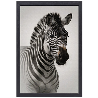 Minimalistisch Portret van een Elegante Zebra canvas met baklijst