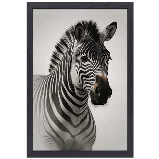 Minimalistisch Portret van een Elegante Zebra canvas met baklijst