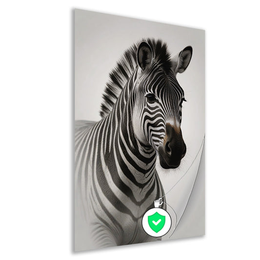 Minimalistisch Portret van een Elegante Zebra poster