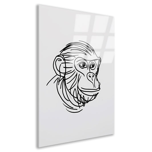 Minimalistische zwart-witte aap tekening acrylglas