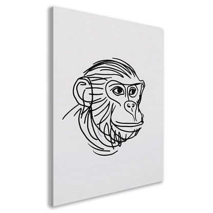 Minimalistische zwart-witte aap tekening canvas