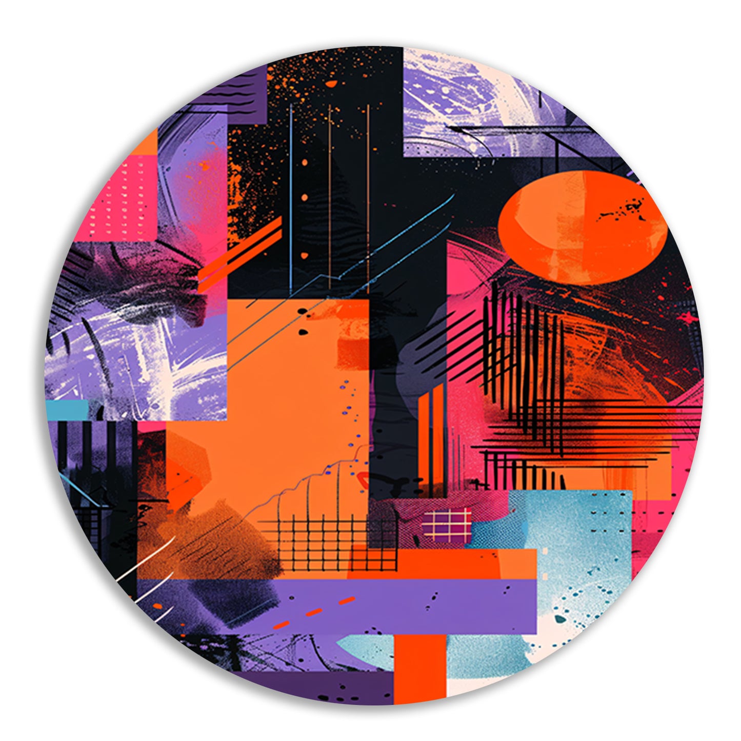 Abstract  met felle kleuren aluminium muurcirkel