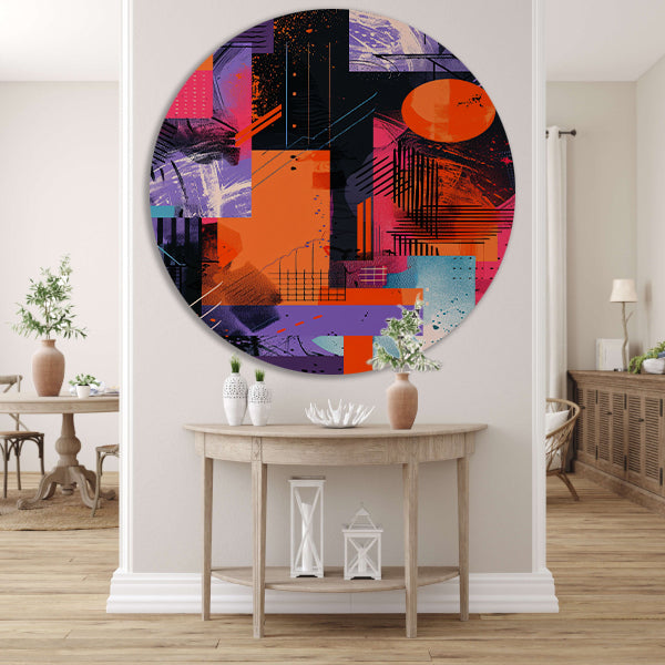 Abstract  met felle kleuren aluminium muurcirkel