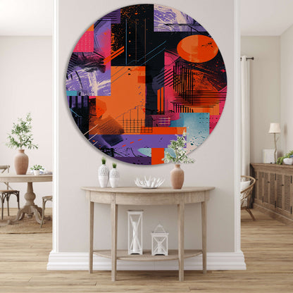 Abstract  met felle kleuren aluminium muurcirkel