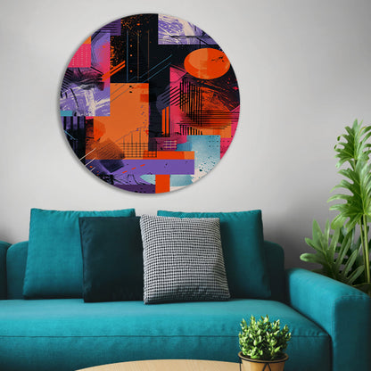 Abstract  met felle kleuren aluminium muurcirkel