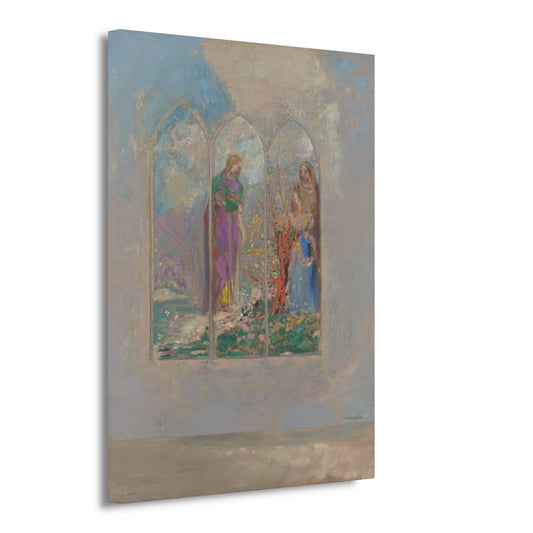 Toewijding in de buurt van een rode struik - Odilon Redon canvas