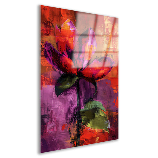 Kleurrijk abstract bloemenontwerp met levendige tinten acrylglas