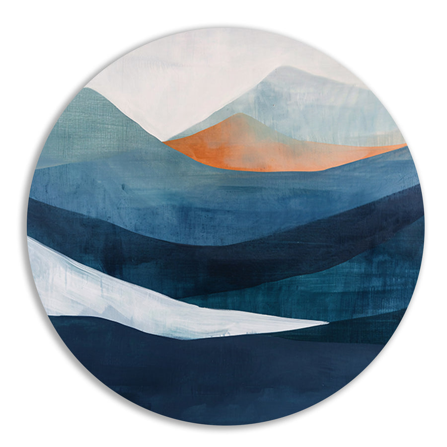 Abstract schilderij van serene bergen forex muurcirkel