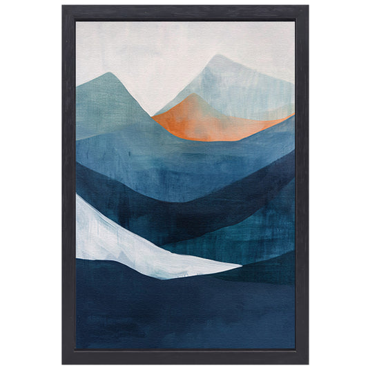 Abstract schilderij van serene bergen canvas met baklijst