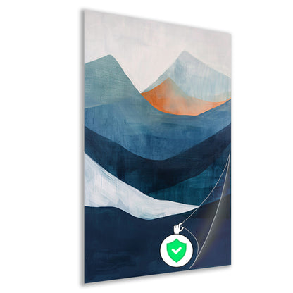 Abstract schilderij van serene bergen poster