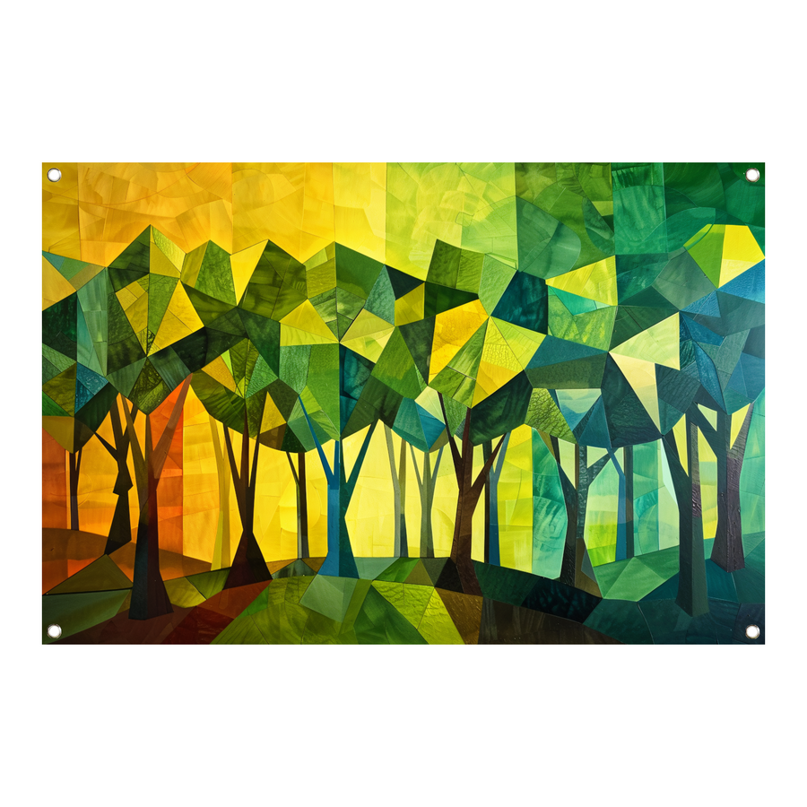 Geometrische Bomen in Levendige Kleuren tuinposter
