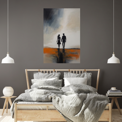 Reflectie van Verbinding in Oranje Schemering poster