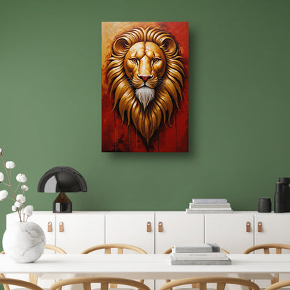 De Majestueuze Gouden Leeuw in Art Nouveau canvas
