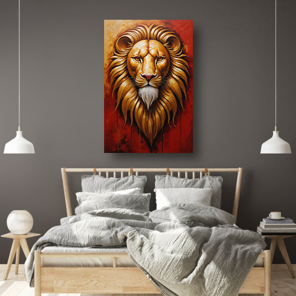 De Majestueuze Gouden Leeuw in Art Nouveau canvas