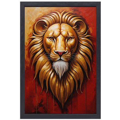 De Majestueuze Gouden Leeuw in Art Nouveau canvas met baklijst