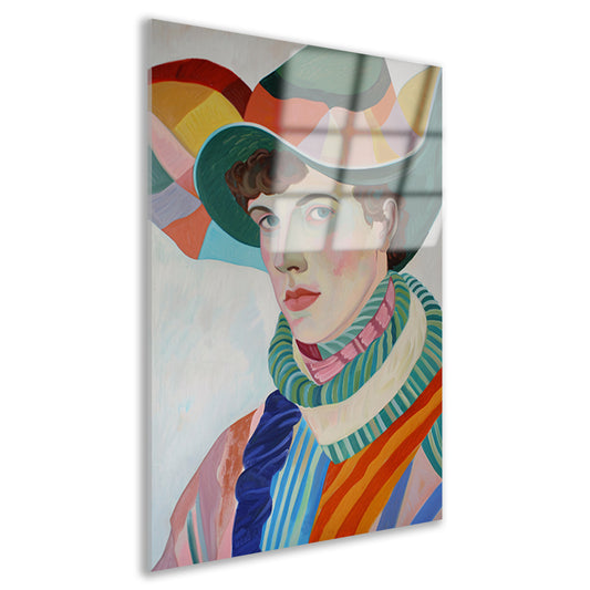 Surrealistisch portret met kleurrijke accessoires acrylglas