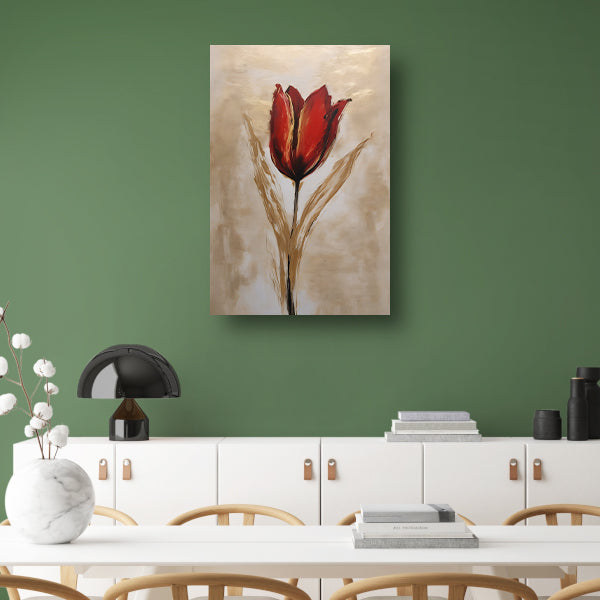 Abstracte gouden tulp op neutrale achtergrond canvas