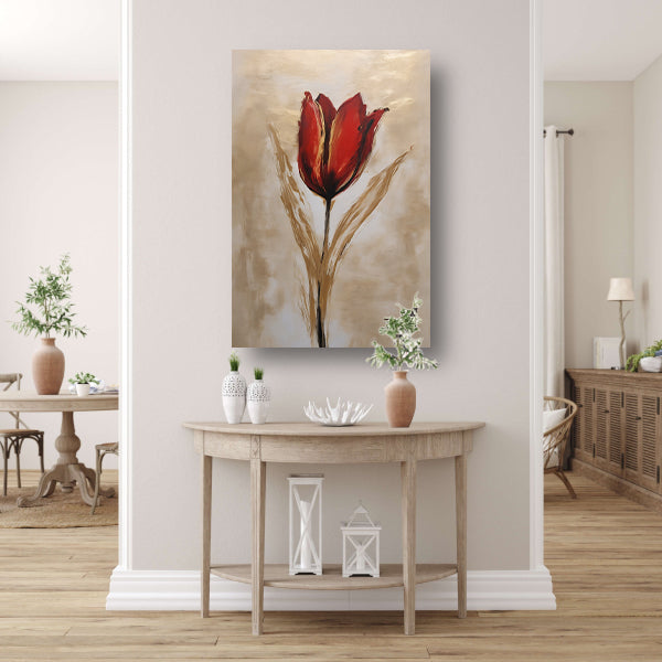 Abstracte gouden tulp op neutrale achtergrond canvas