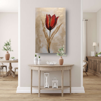 Abstracte gouden tulp op neutrale achtergrond poster