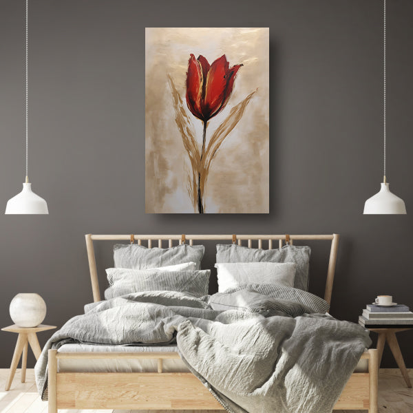 Abstracte gouden tulp op neutrale achtergrond canvas