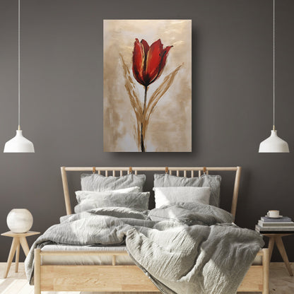 Abstracte gouden tulp op neutrale achtergrond canvas