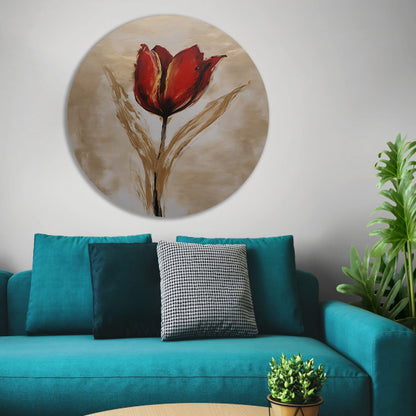 Abstracte gouden tulp op neutrale achtergrond aluminium muurcirkel