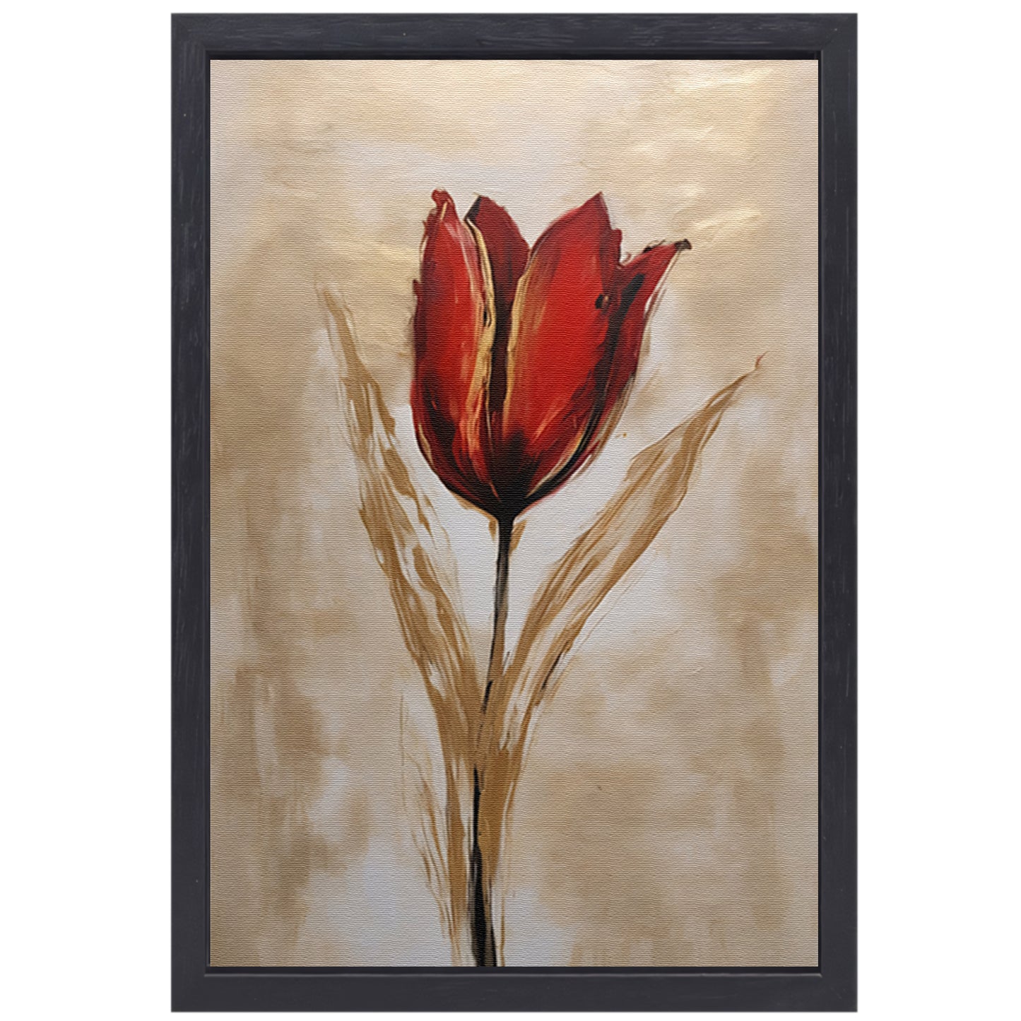 Abstracte gouden tulp op neutrale achtergrond canvas met baklijst