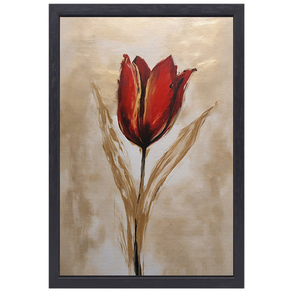 Abstracte gouden tulp op neutrale achtergrond canvas met baklijst