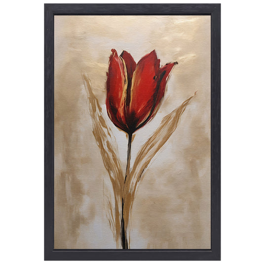 Abstracte gouden tulp op neutrale achtergrond canvas met baklijst