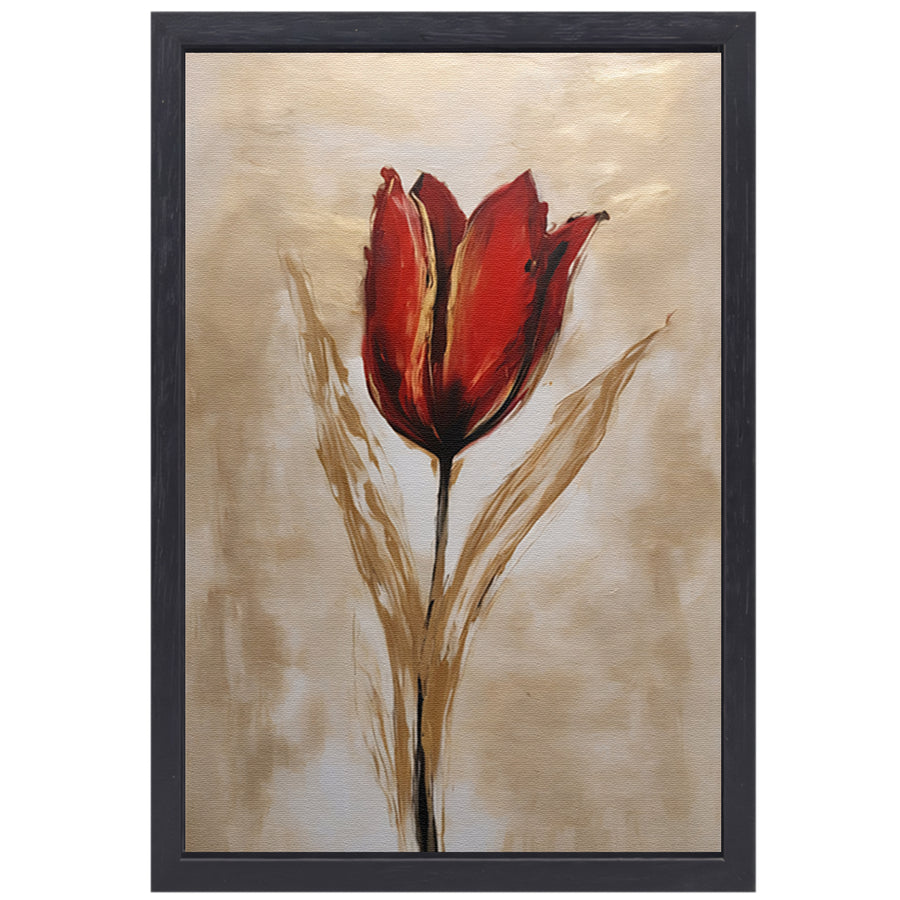 Abstracte gouden tulp op neutrale achtergrond canvas met baklijst