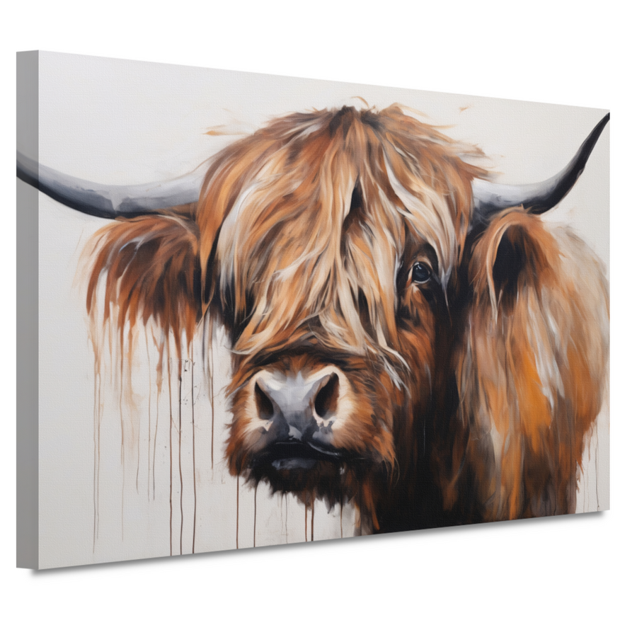 Intens Blikkende Hoogland Stier in Kunst canvas