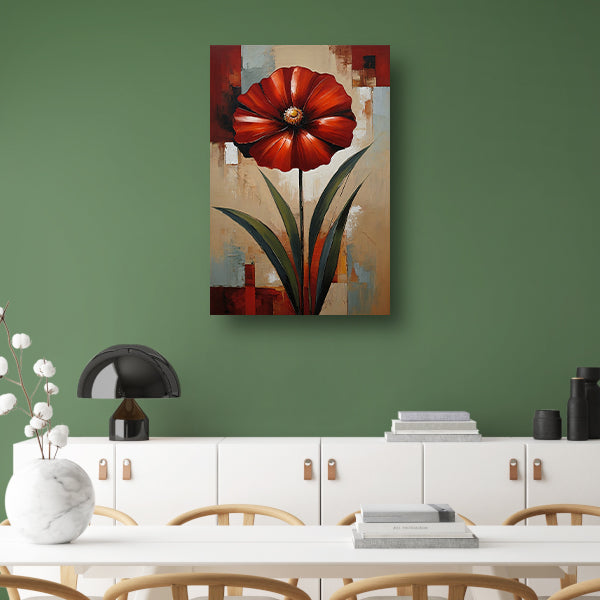 Groot Rood Bloem Canvas in Olieverf Stijl canvas