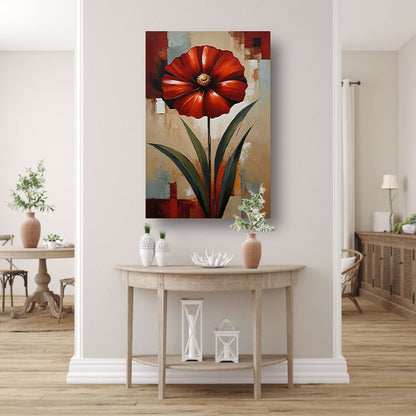 Groot Rood Bloem Canvas in Olieverf Stijl canvas