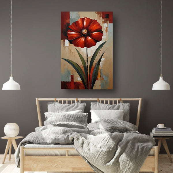 Groot Rood Bloem Canvas in Olieverf Stijl canvas