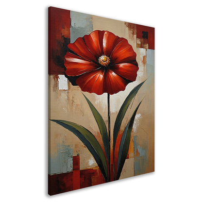 Groot Rood Bloem Canvas in Olieverf Stijl canvas