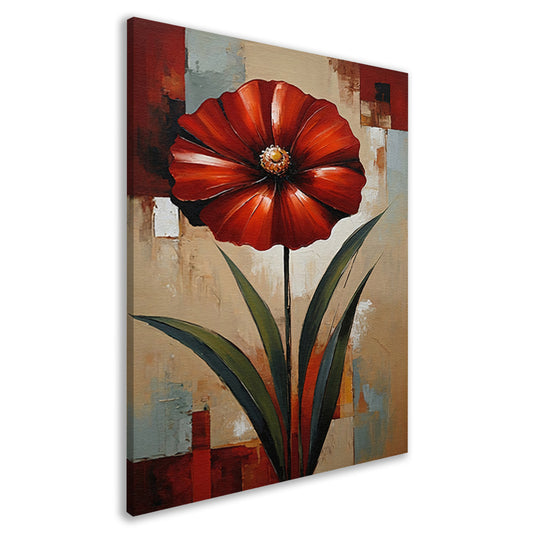 Groot Rood Bloem Canvas in Olieverf Stijl canvas